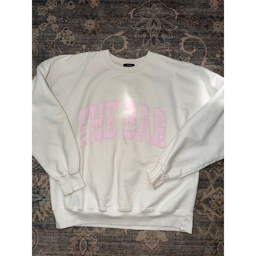 The Bar White/Pink Crewneck Sweatshirt Long Sleeve
